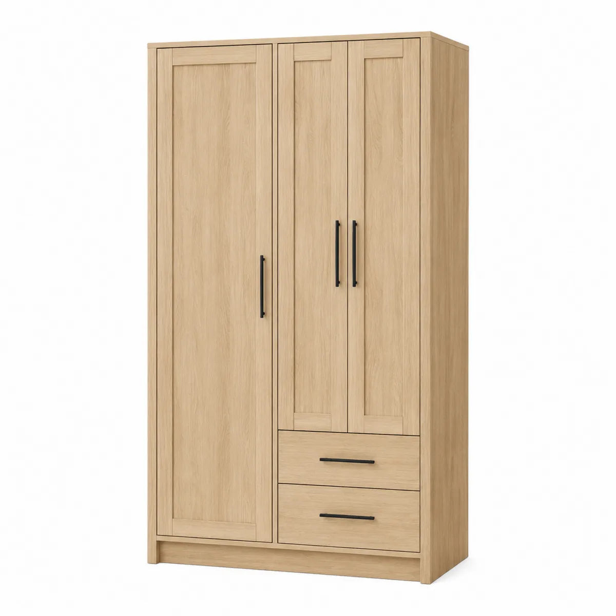 Szafa trzydrzwiowa z szufladami z płyty laminowanej dąb 200x120x55 cm
