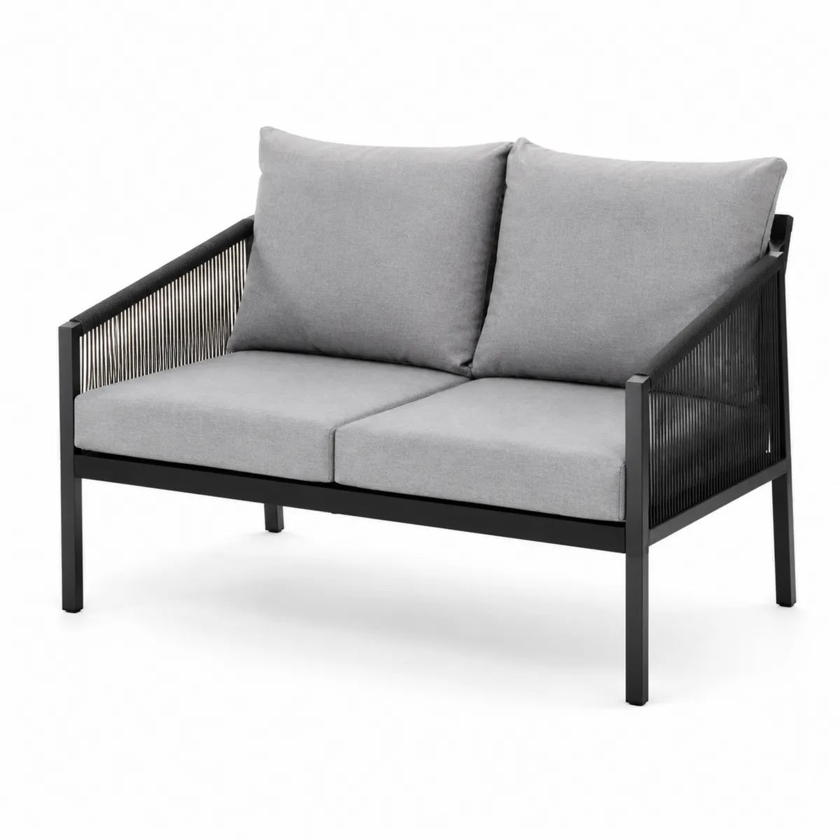 Dwuosobowa sofa ogrodowa z aluminium szara 132 cm