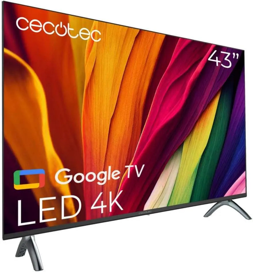Cecotec telewizor, ALU40043. Inteligentny, 43 cale, TV, 4K UHD, HDR, Sound Dolby, HDMI, USB, 16GB ROM, HDR10, Dolby Audio, HDMI 2.1, USB 3.0, Google Voice