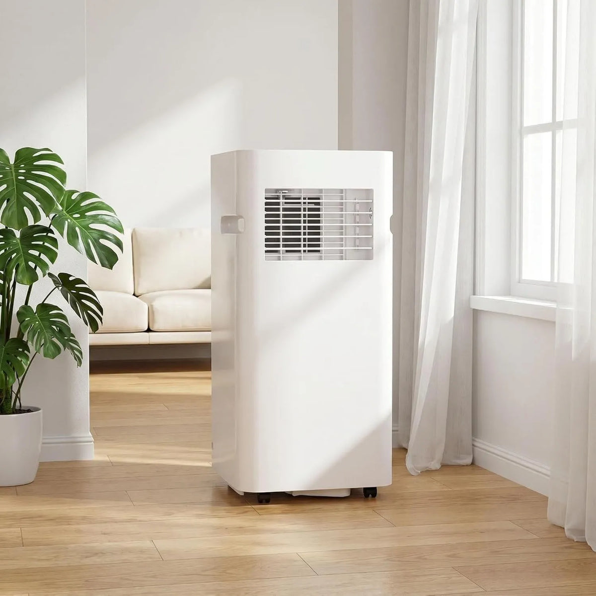 HUANQIN klimatyzator przenośny, Klimatyzator 24H, zegar, cichy, 10000 BTU, Pokrywa 28 m², Cichy osuszacz