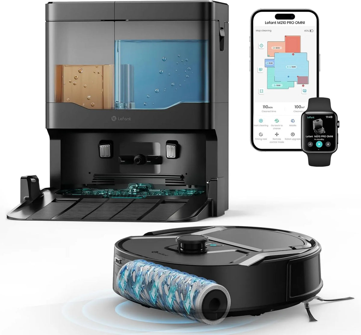 Lefant robot sprzątający, M210 5 G / APP / Alexa Robot odkurzacza, 28 cm, WiFi, 20, 000Pa d- Aspiracja, Pojemnik do kurzu 800 ml 5 G/APP/Alexa