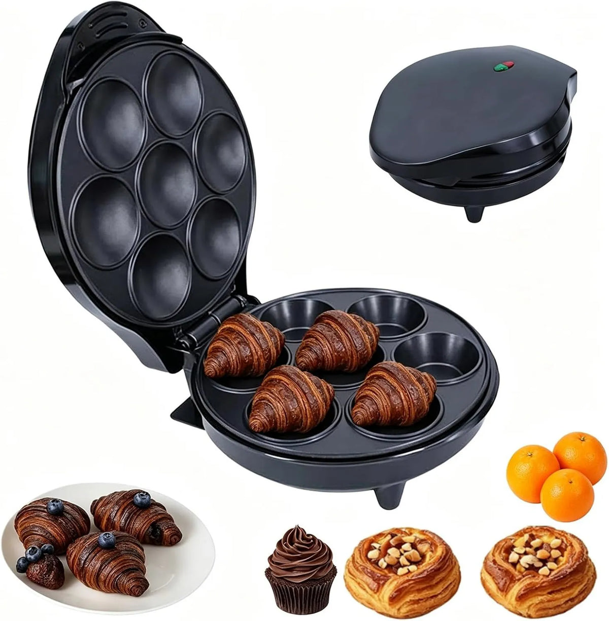 Generic, Gotowanie naczynia, 1200 W, Babeczki Maszyna 7 Dziury Elektryczne Non- stick, Wskaźnik LED, Kompaktowy aparat kuchenny