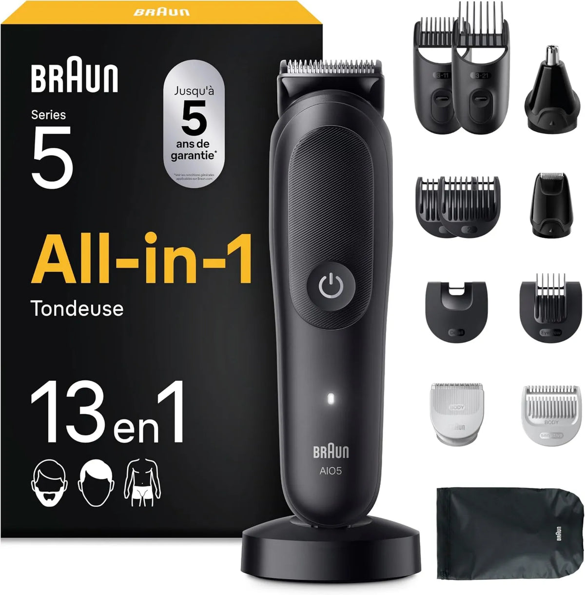 Braun, Series 5 AIO5565 Men 's elektryczny Wower, All- In- One 13- in-1 czarny 13-en-1