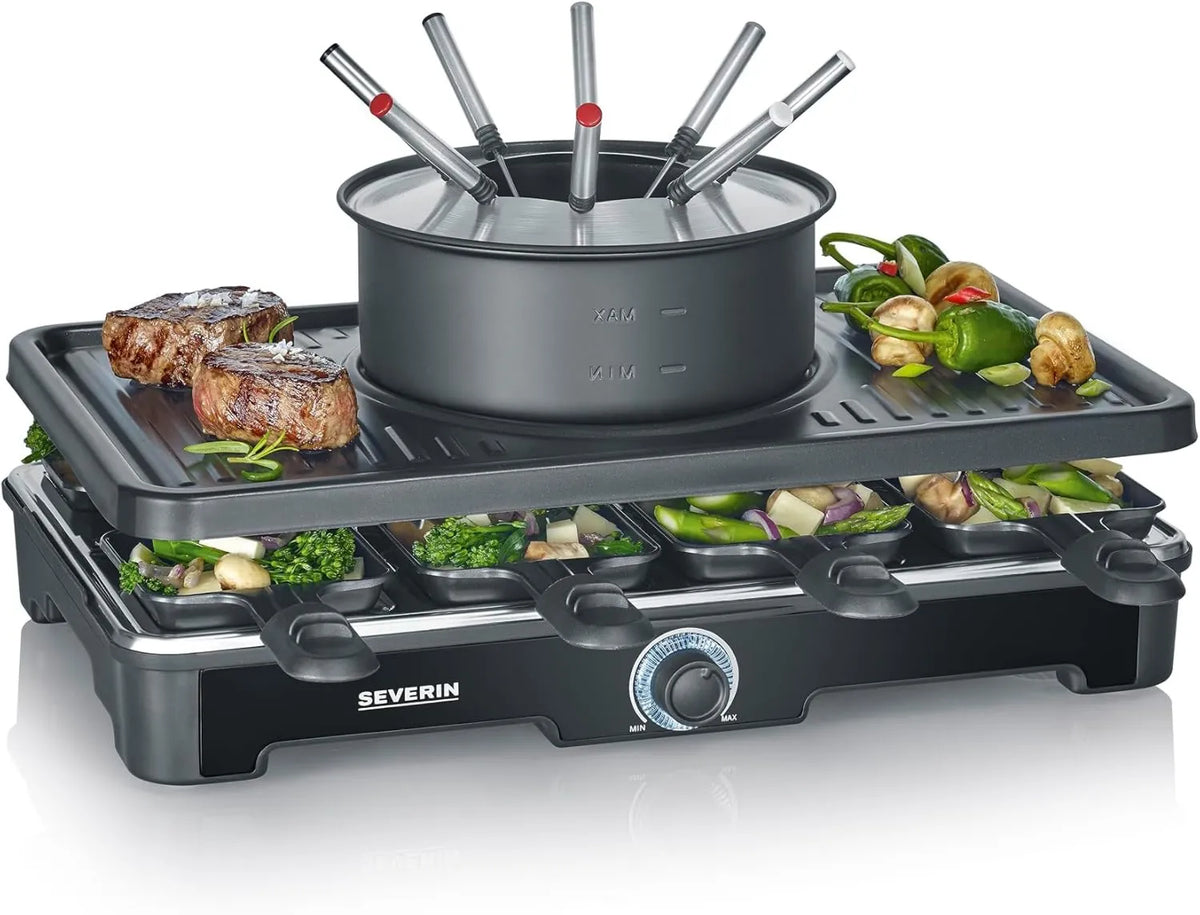 Severin, RG 2347 płyta grzewcza, czarny, Pływanie i Raclette aparatura dla 8 osób, w tym 8 pieców