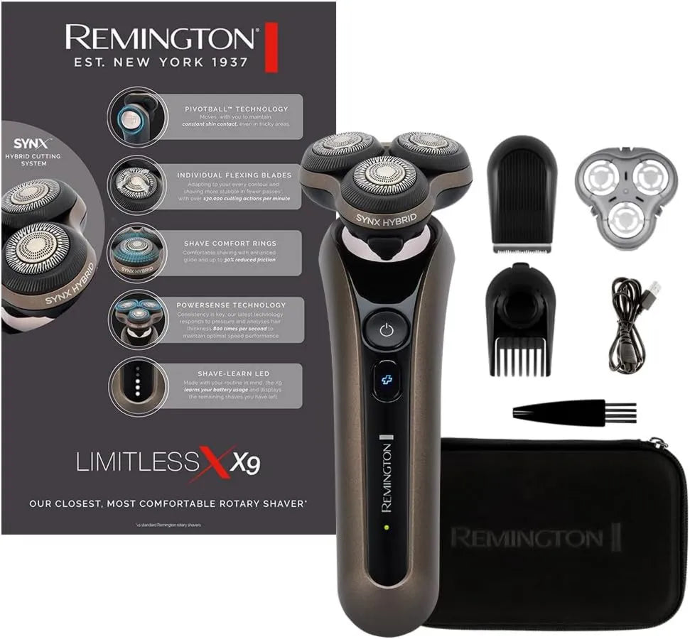 Remington, XR1795 Golenie, Grill, USB, Elastyczne, Rotary Golarka X9 SynX hybrydowy system cięcia: obrotowy i siatka