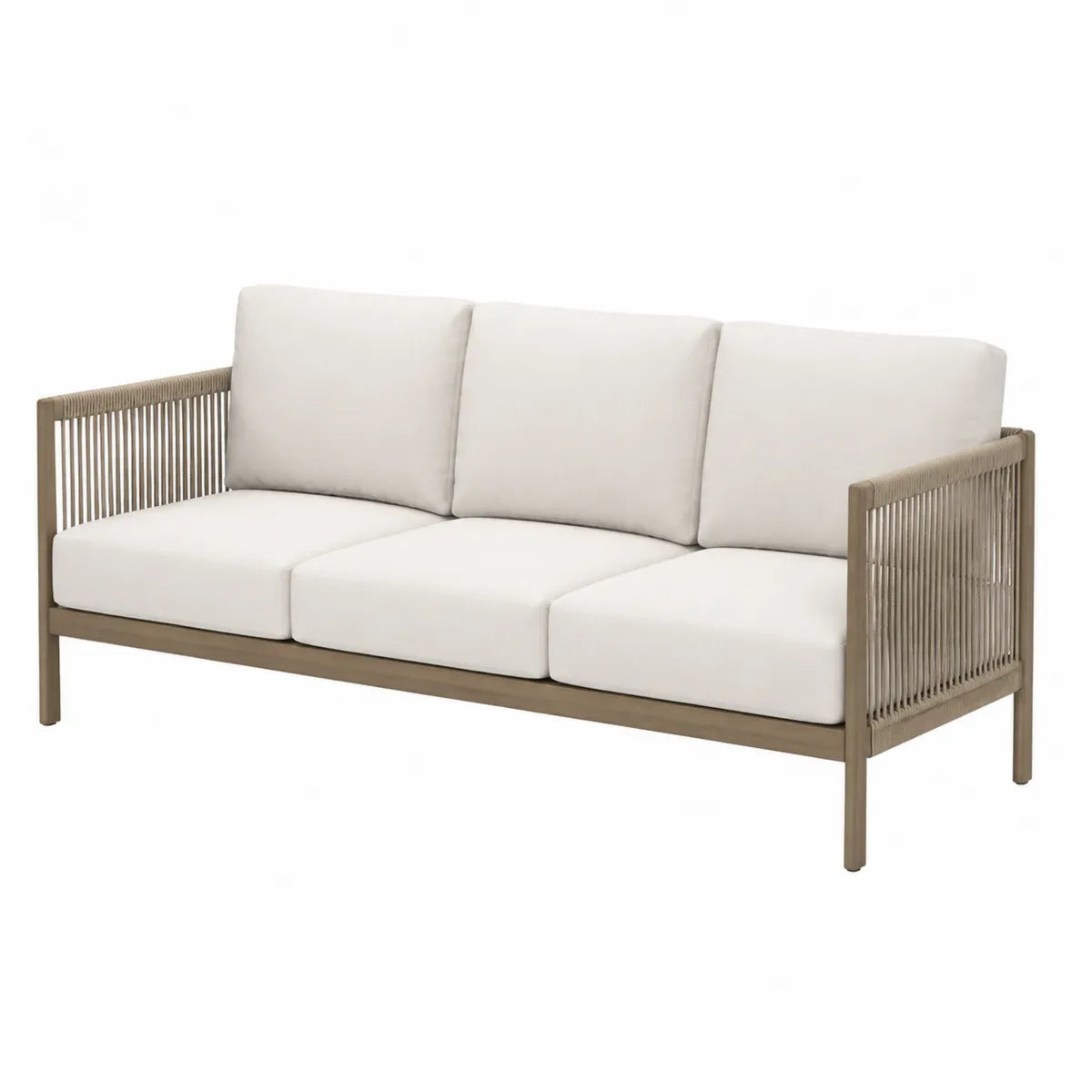 Beżowa sofa ogrodowa 3-osobowa z aluminium i poliestru