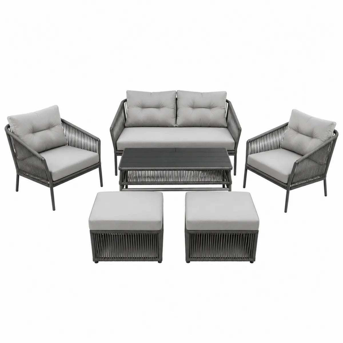 Zestaw mebli aluminiowych z tkaniną ciemnoszary/jasnoszary