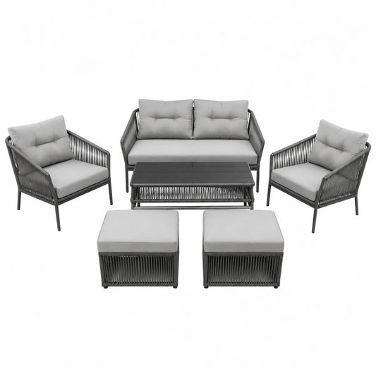 Zestaw mebli aluminiowych z tkaniną ciemnoszary/jasnoszary