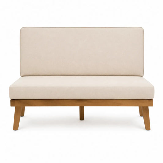 Sofa ogrodowa beżowa drewno akacjowe 120 cm