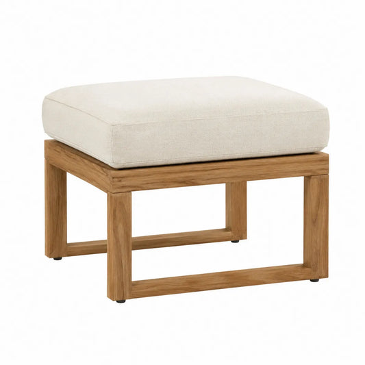 Stołek ogrodowy z poduszką beżowy tkanina drewno teak 50x50x40 cm