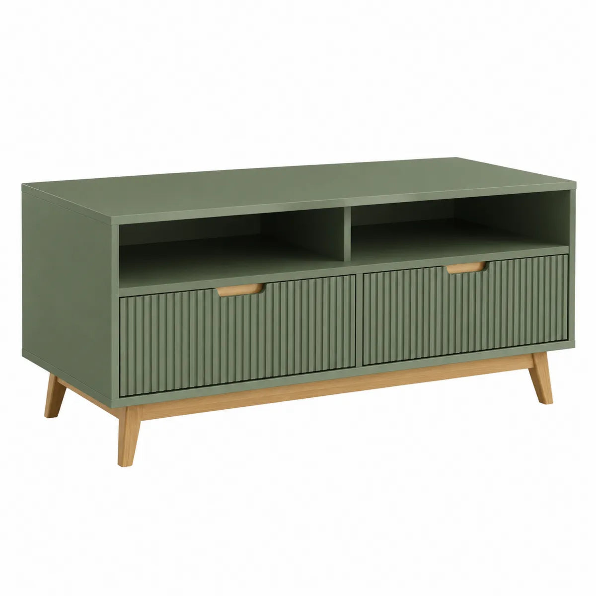 Szafka RTV z drewna i MDF, zielona, 120x40x50 cm
