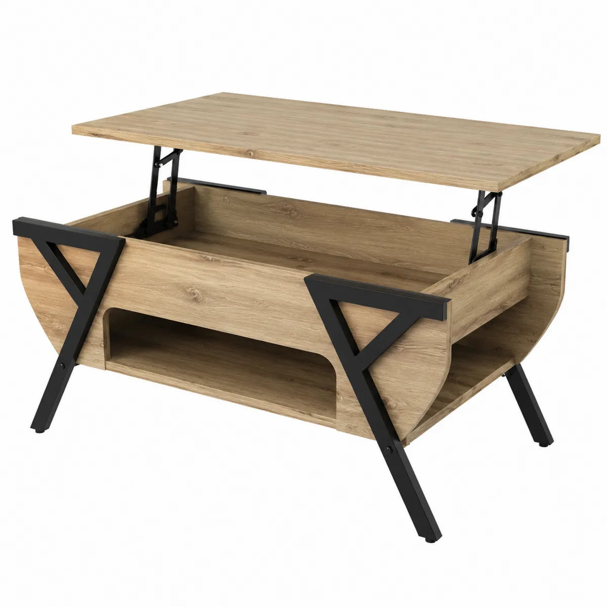 Stolik kawowy z podnoszonym blatem MDF dąb 110x60x45 cm