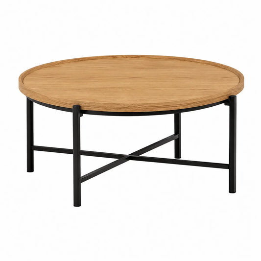 Okrągły stolik kawowy z litego drewna dębowego 90 cm