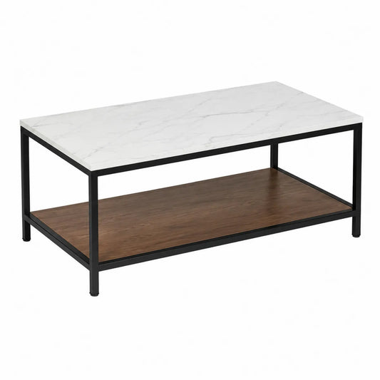 Stolik kawowy prostokątny marmur i metalowy 120x60x45 cm