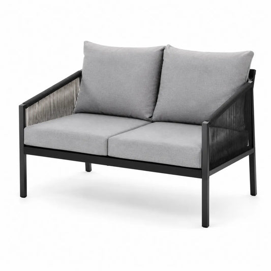 Dwuosobowa sofa ogrodowa z aluminium szara 132 cm