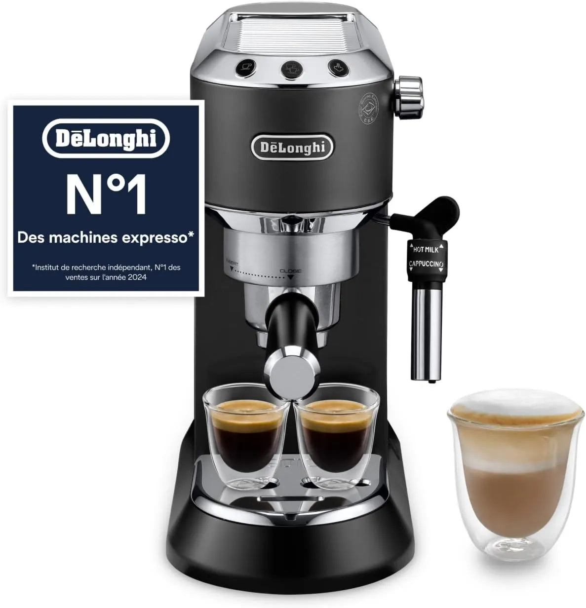 De'Longhi, EC685.BK Ekspresja Maszyna, 15 cm, Czarny, Msza do mleka ręcznego do ekspresji i cappuccino, kompatybilne ESE Dosety