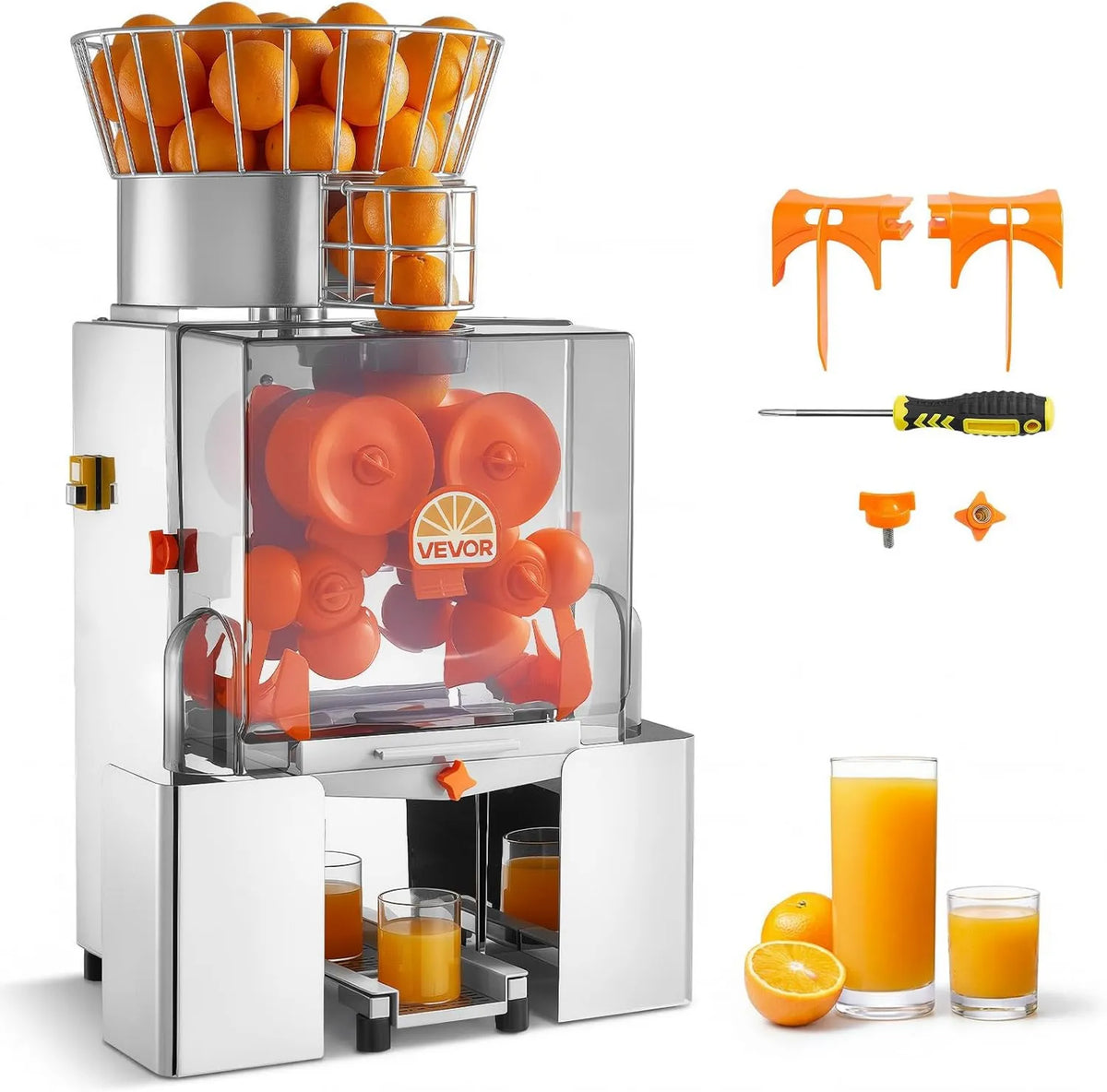 VEVOR, Wyciąg z soku WEVOR, 120 W, profesjonalny, restauracja, stal nierdzewna, Prasa Orange elektryczny Performance High 20 Pomarańcze / min