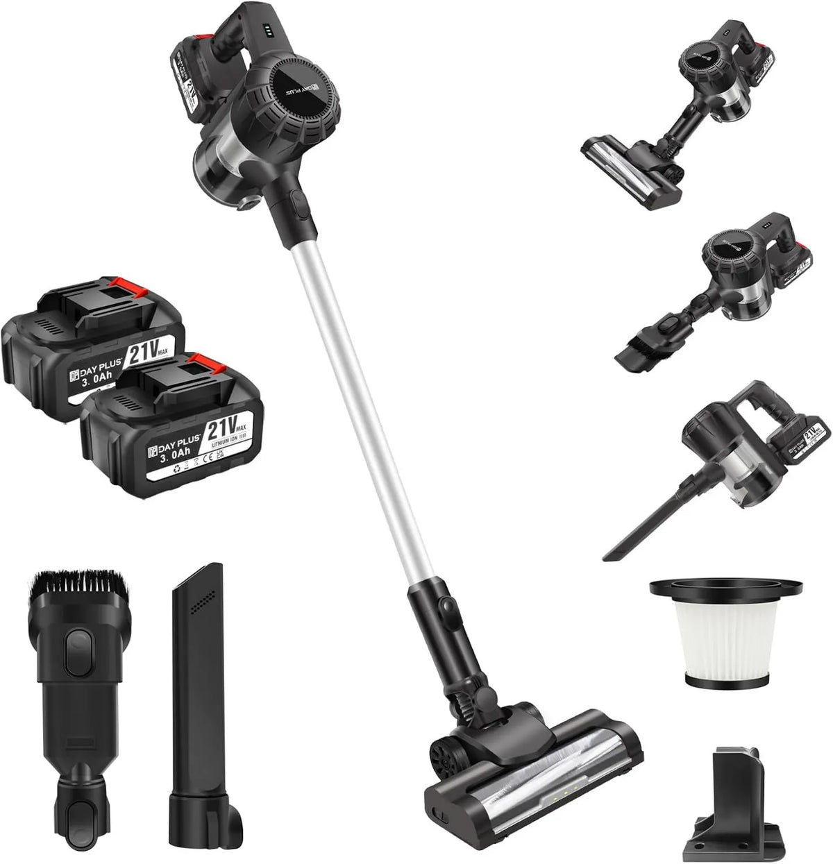 AUTOFU odkurzacz pionowy, Odkurzacz 3- in-1 6000 mAh, 21 V, 90 minut zasięgu 3 w 1