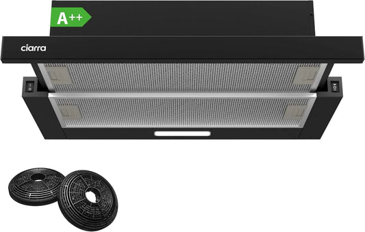 CIARRA okap kuchenny, CBB6906D 60 cm- Classe kaptur ssący, 391 m3 / h, klasa energetyczna A, ewakuacja i recykling, oświetlenie LED, czarny CBCB6906D 60 cm-Classe m3/h