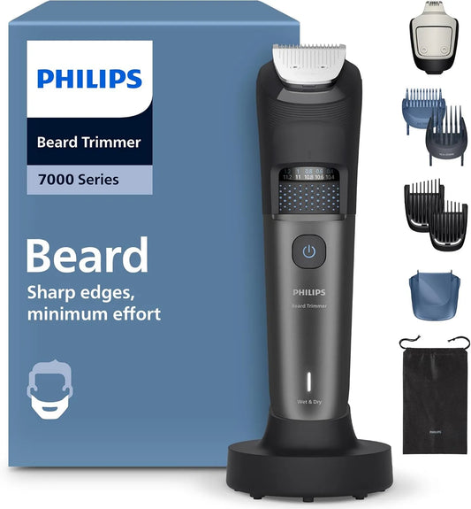 PHILIPS, BT7660 / 15 Soft Pucharze, Technologia BeardSense, do samoostrzenia ostrzy metalowych, Kosiarka do bródków 7000 Series, 40 ustawień regulowanych, 100% BT7660/15