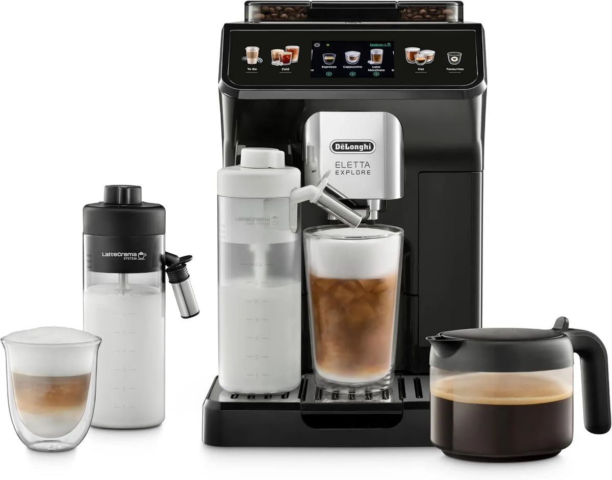 De'Longhi automatyczny ekspres do kawy, De 'Longhi ECAM452.57.G Młyn mleczny, Emulgator mleka, Automatyczna ekspres do kawy 40 + Piwo szare