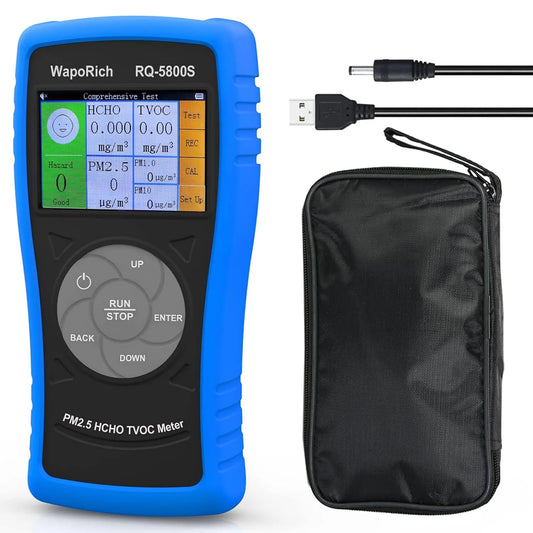 WapoRich, Monitor RQ- 5800S, zewnętrzny, USB, PM10, USB do ładowania wewnątrz, TVOC, HCHO RQ-5800S