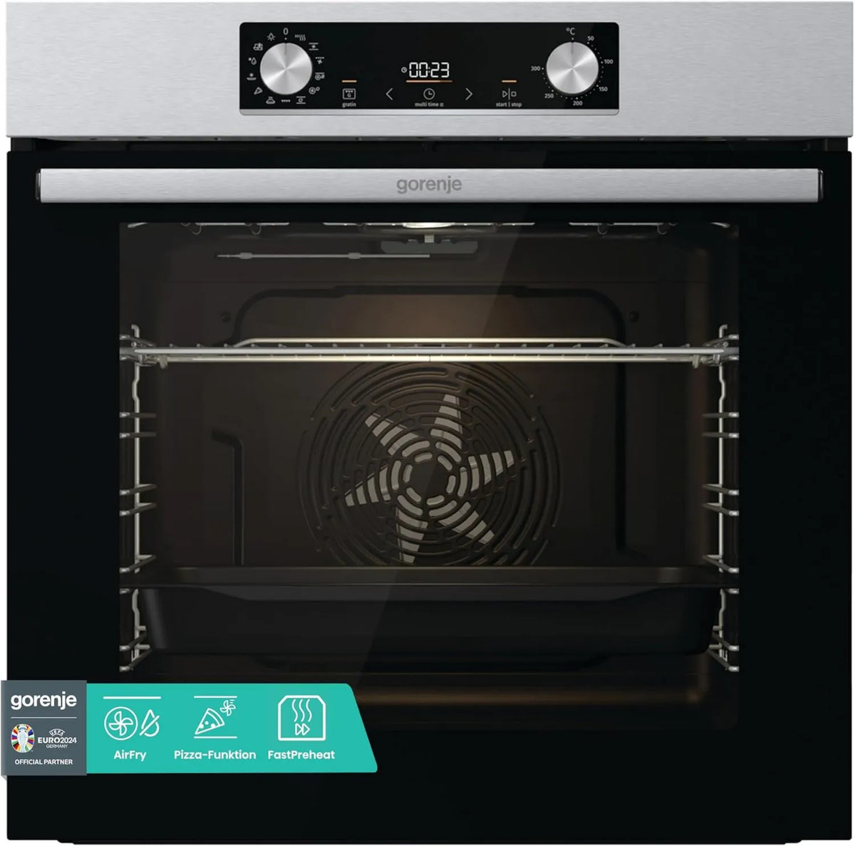 Gorenje piekarnik do zabudowy, E02X Elektryczny mini piekarnik do pizzy, 77 l, do zabudowy, grill, stal nierdzewna, PerfectGrill, Pizzamode 300°C, ExtraSteam, AquaClean, gorące powietrze