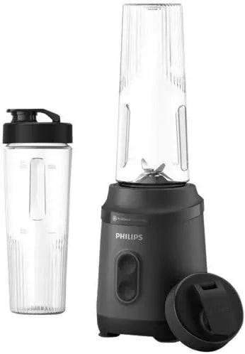 PHILIPS blender kielichowy, Blender, 0, 6 l, 350 W, przenośna płyta IPS, stal nierdzewna, czarna, 6 l butelka przenośna, 2 ustawienia prędkości