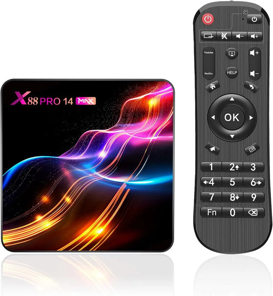 Pulsefell, Smart TV 4GB 128GB, TV, 4K UHD, WiFi, Android OS, RAM ROM RK3528 Quad- Core 64bit, 4 G, 5 G Dual Band WiFi Smart Box, Case Android TV Box