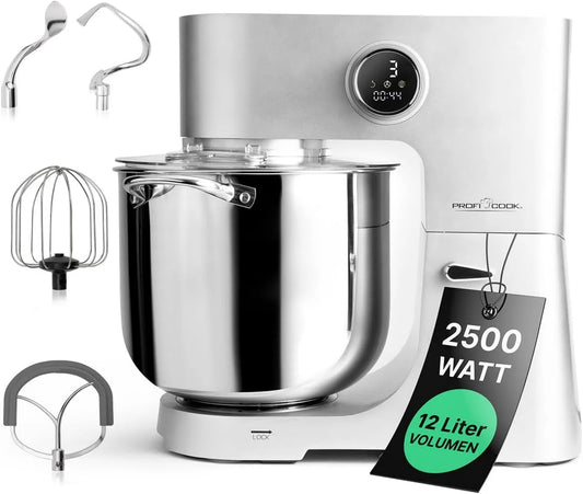 KM 1254 robot kuchenny, 2500W, 8,5 kg, ProfiCook Robot kuchenny z miską XXL 12 L, Ugniatanie z silnikiem Longlife Pro 2500W