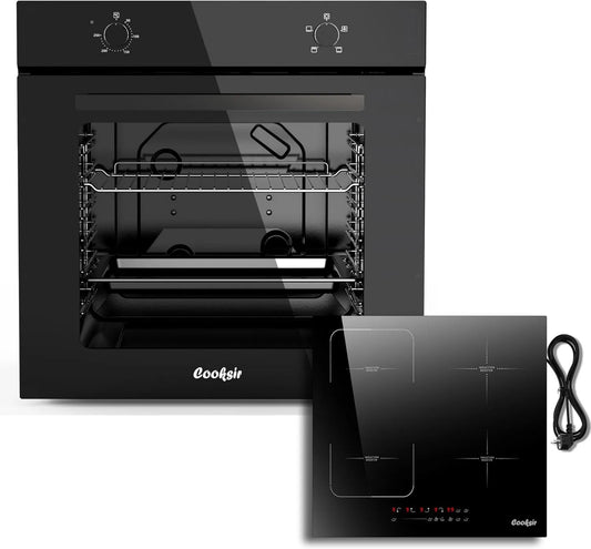 Cooksir piekarnik do zabudowy, Piec elektryczny, 60 CM, 4 pola grzewcze, 4 programów, do zabudowy, Piekarnik i płyta indukcyjna: 60 CM built- w piekarniku z 4 funkcjami i 65 litrów + płyta