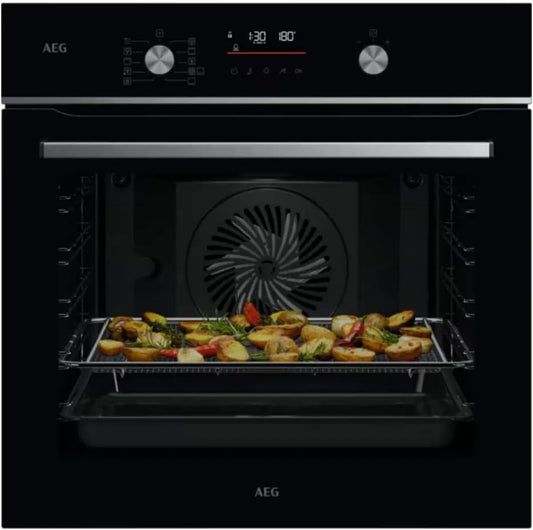 AEG piekarnik do zabudowy, OS6PB511AB Elektryczny piekarnik, 71 l, 9 programów, WiFi, grill, czarny, LED, 9 funkcji, 45 programów, Taca AirFry, czyszczenie