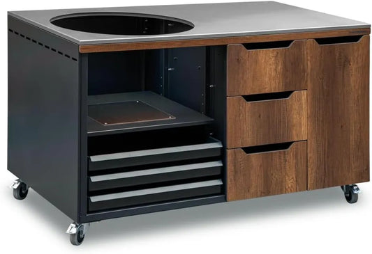 Stół Grillowy Kamado Bono Barrique Oak do Grilli Kamado 22–25', 150 kg, 25 cali, 85 cm, Stal Nierdzewna, regulacja ustawień, funkcja grilla