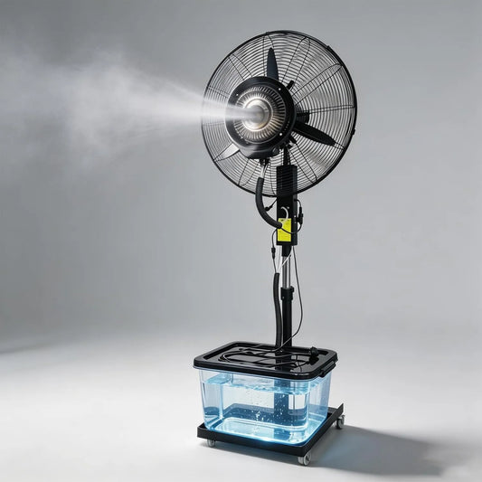 AnYaBinni, Wentylator, 40 l, przemysłowy, 3 prędkości, duży zbiornik, 120 ° Oscylacja z regulowaną wysokością