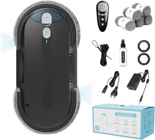 HIXZAP, Ultrasoniczny zbiornik czyszczący, Czyściciel, Robot, Elektryczny czyszczący okna, 85 ml, duży zbiornik, czarny, do okien i luster