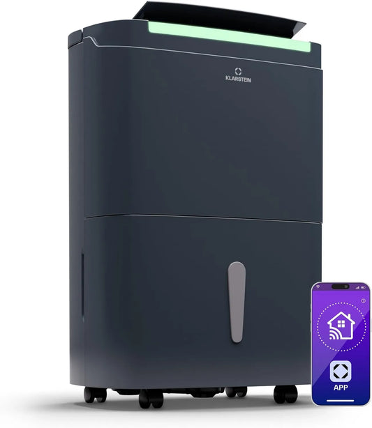 Klarstein osuszacz powietrza, 30 m², DryFry Connect inteligentny osuszacz powietrza, dom dla cichej pleśni i wilgoci, oczyszczacz powietrza IOT