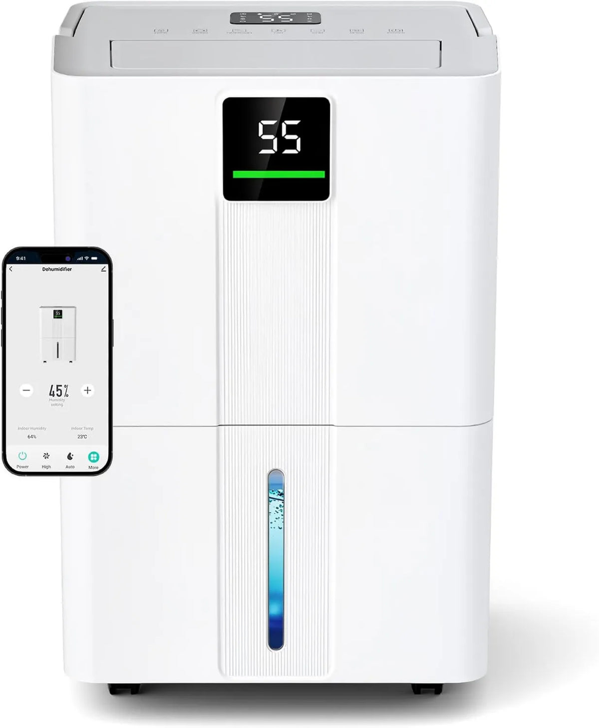JUMMICO osuszacz powietrza, Denawidator, 5.5 l, 30 l / Day, zegar, Wi-Fi, duży zbiornik, dekoracja salonu, tłumik, apartament, 2 prędkości 30 l/Jour