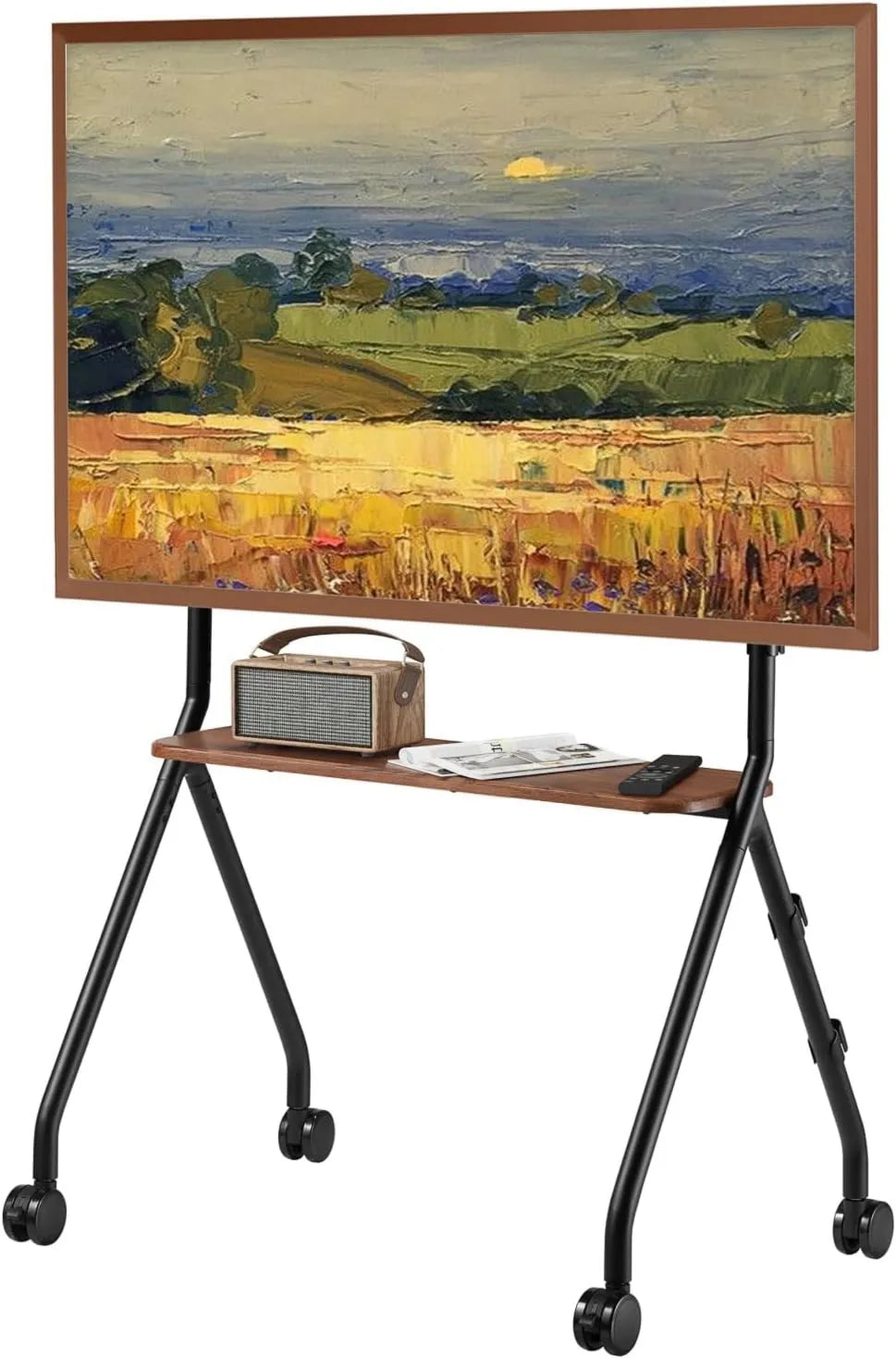 ECOTINY, Szafka TV, 80 cali, 600 x 400 mm, przenośne, poruszające się koła, czarny, do 50 kg, wózek TV mobilnego do telewizorów, szkoły i domu