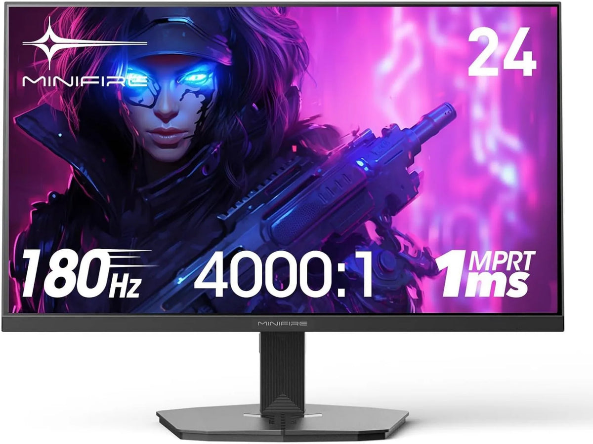 Minifire monitor komputerowy, DP1.2 MM- MFG24F4 monitor, 24 cale, 75x75 mm, 1920 × 1080, 1 ms, 180 Hz, Full HD, płyta VA, HDMI, ekran PC, sRGB 110%, kompatybilny VESA 75x75, FHD mm-MFG24F4