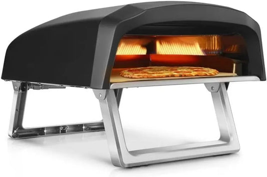 NutriChef, Elektryczny piekarnik do pizzy, przenośny, na zewnątrz, kamienny i regulujący wąż, Pizza gotowania
