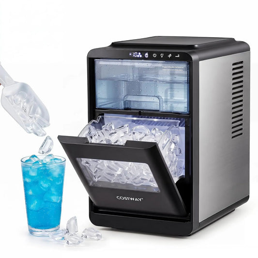 COSTWAY kostkarka do lodu, 12 kg / 24h, przenośne, licznik, 16 Cubes Crescent w 15 Min, Przenośny Icemaker z 11 Regulowanymi Grubościami 12 kg/24h