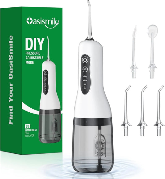OasiSmile, Przenośny, elektryczny hydropulent dentystyczny, 300 ml, 4 tryby