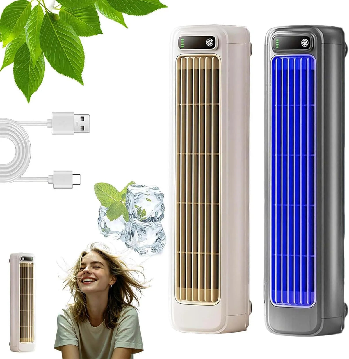 KurlBoard, Lodówka, mini mobilna i przenośna klimatyzator powietrza, 3-biegowa, USB, cicha, czarna, Cichy odświeżacz powietrza