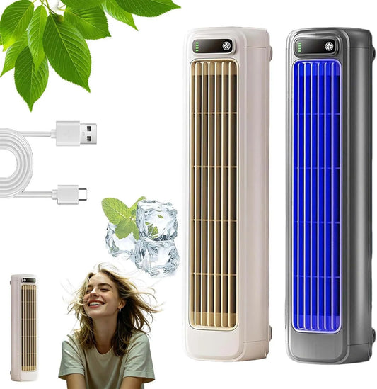 KurlBoard, Lodówka, mini mobilna i przenośna klimatyzator powietrza, 3-biegowa, USB, cicha, czarna, Cichy odświeżacz powietrza