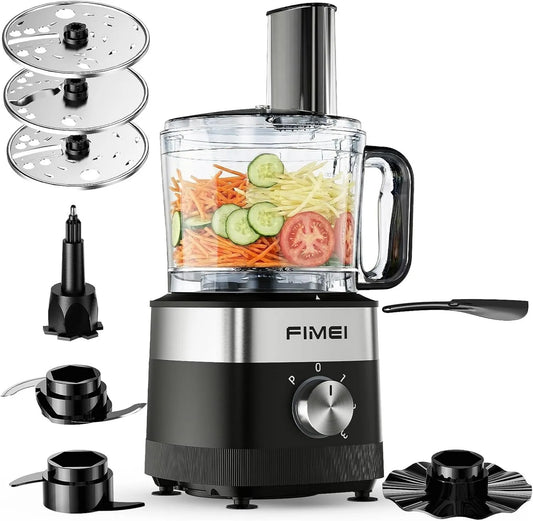 Robot kuchenny, 800 W, 1,5 l, FIMEI Robot kuchenny 800 W, 3 prędkości i funkcja pulsu, ugniatarka do ciasta, krajalnica dwustronna, tarcza emulgująca