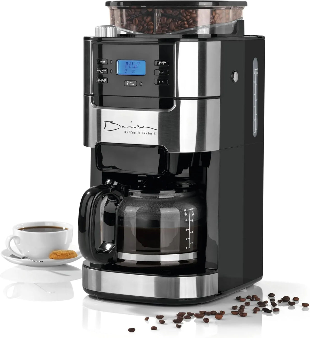 Barista Kaffee & Technik, ekspres do kawy Filtr ze szkła gersper 1 l czysta 12 filiżanek kawy, 1 l, zegar