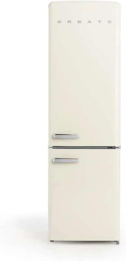 CREATE lodówka, kombinowana, 244 l, 55x61, 5x181, 1 cm, z zamrażarką, biały, otwieranie 130o, 90 W, / FRIDGE STYLANCE, Vintage retro styl