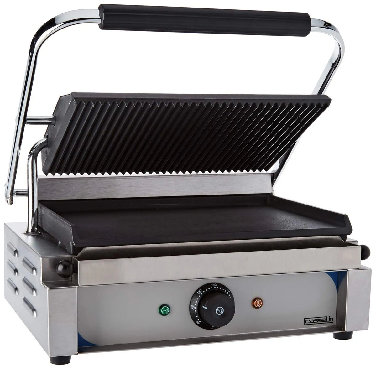 Casselin CGPRL, 2200 W, 230 V, 2 200 W, funkcja grilla, grill płytowy z rowkowaną i gładką płytą