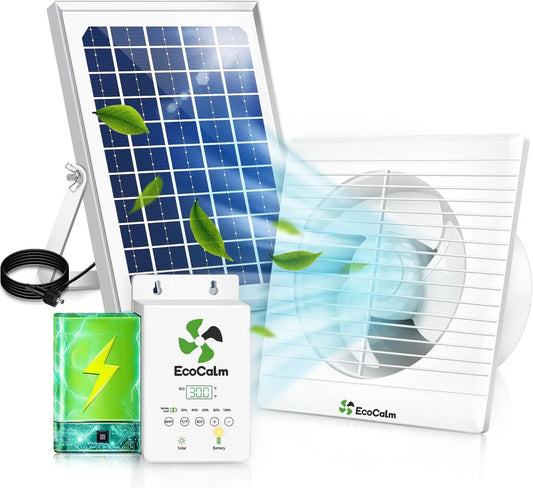 ecoCalm, Wentylator, 12 V, zewnątrz, 4, 5 m, wentylator cyrkulacyjny powietrza, Wentylator słoneczny z baterią słoneczną