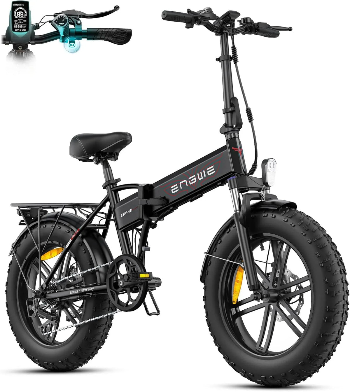 120KM EP-2 rower elektryczny, ENGWE Rower Elektryczny dla Dorosłych Składany E-bike, 20''×4.0 Gruby Opona, 7-Biegowy BOOST